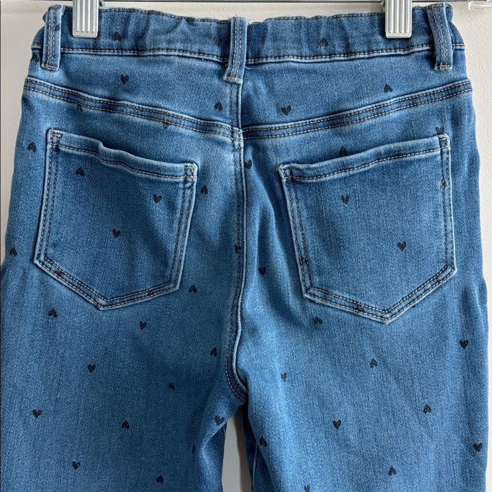Oshgosh Girls 10 Blue Denim Heart Pattern Mid Rise jeans - Picture 6 of 9